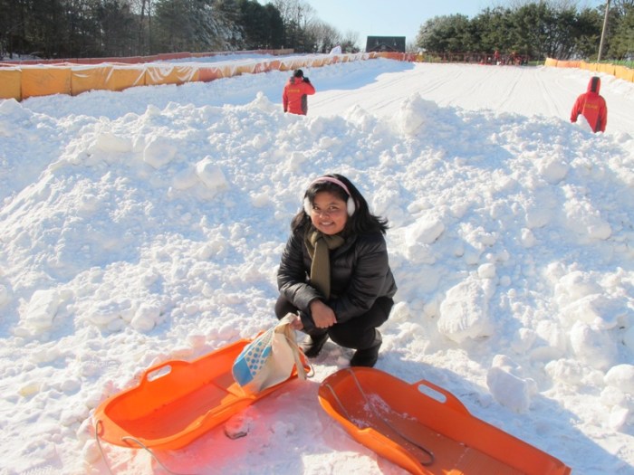 Sledding is more fun when you get to take proof shots..